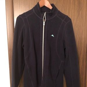 Like new Tommy Bahama zip up cardigan in navy.